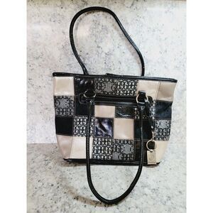 Giani Bernini Handbag Shoulder Tote Purse Neutral Colors Checkered‎ 14x10